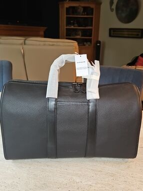 Coach Gotham Duffle 45 Black Pebbled Leather Duffel Bag - Coach